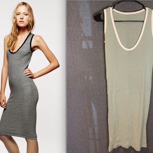 TOGGERY Midi Tank Dress (Blue/Yellow Stripes)